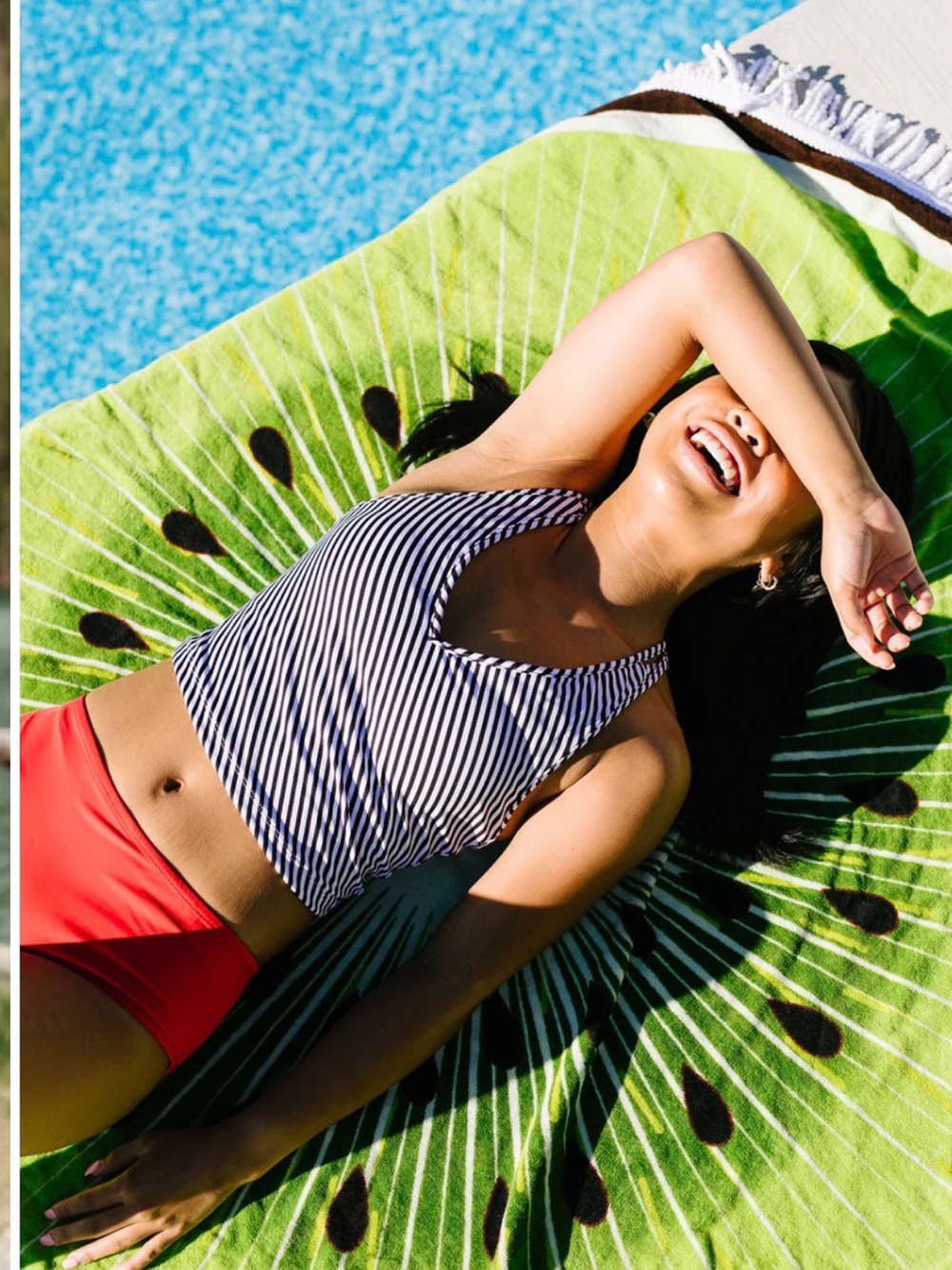 Kiava Black and White Striped Swim Bralette Top